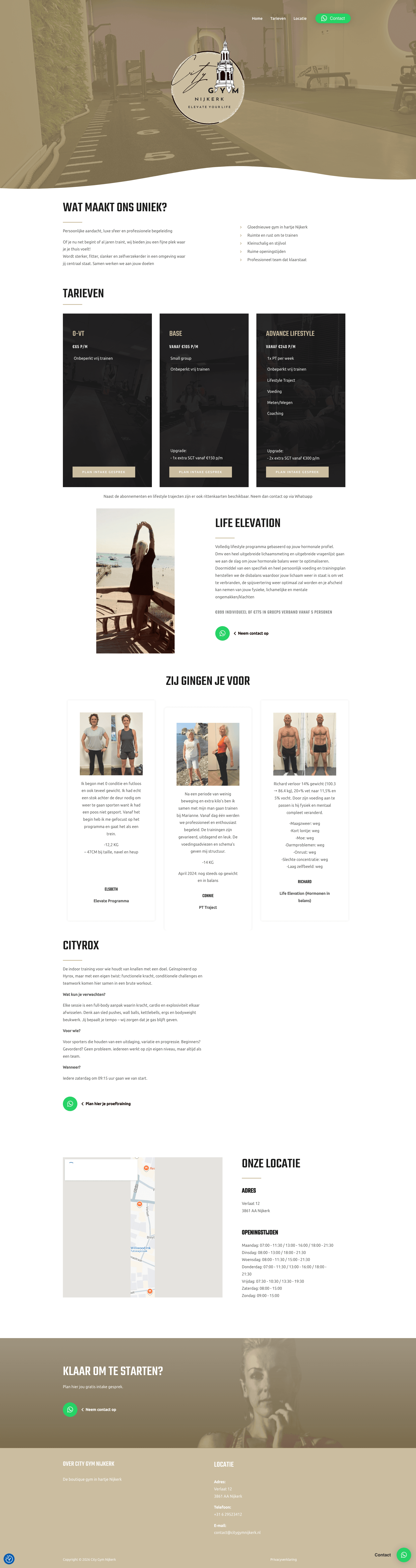 City Gym Nijkerk — homepage met tarieven